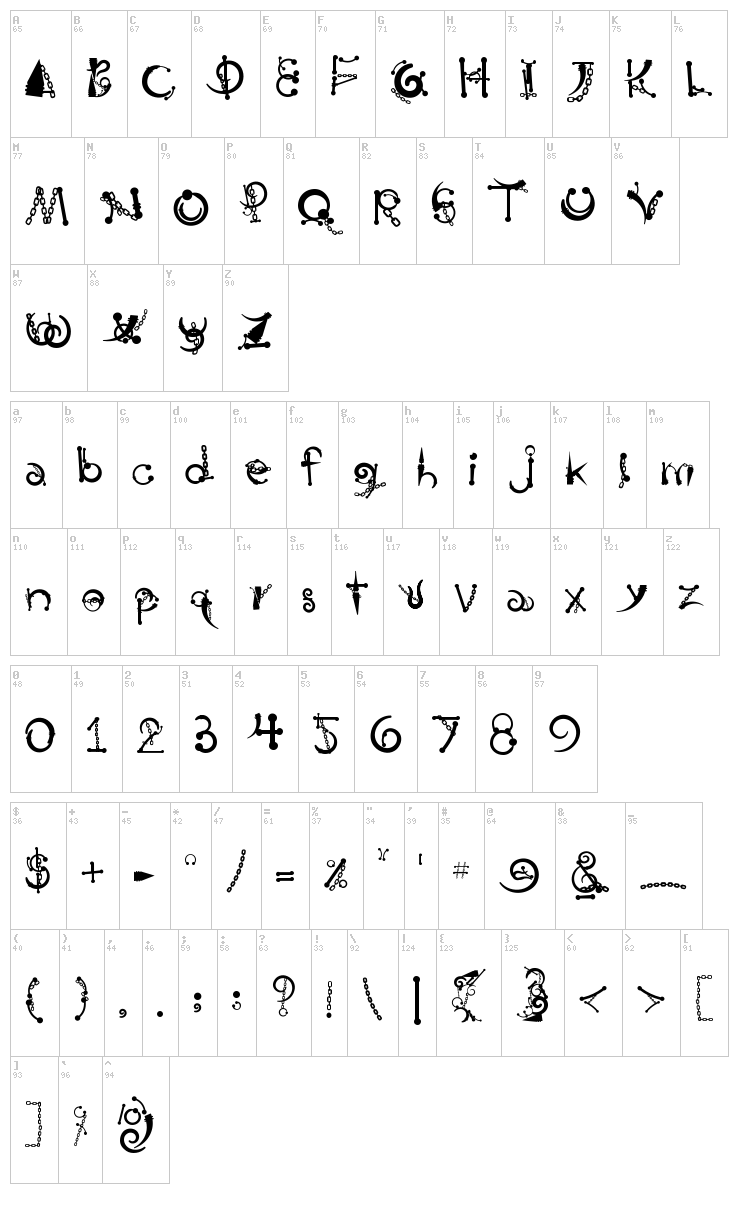 Body Piercing & Chains font map